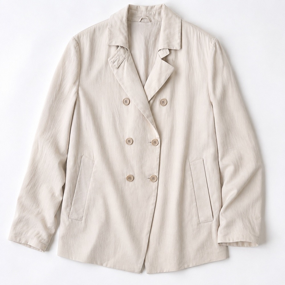 Brunello Cucinelli  Double Breasted Blazer Jacket Ivory Beige Italy 48 | US 12